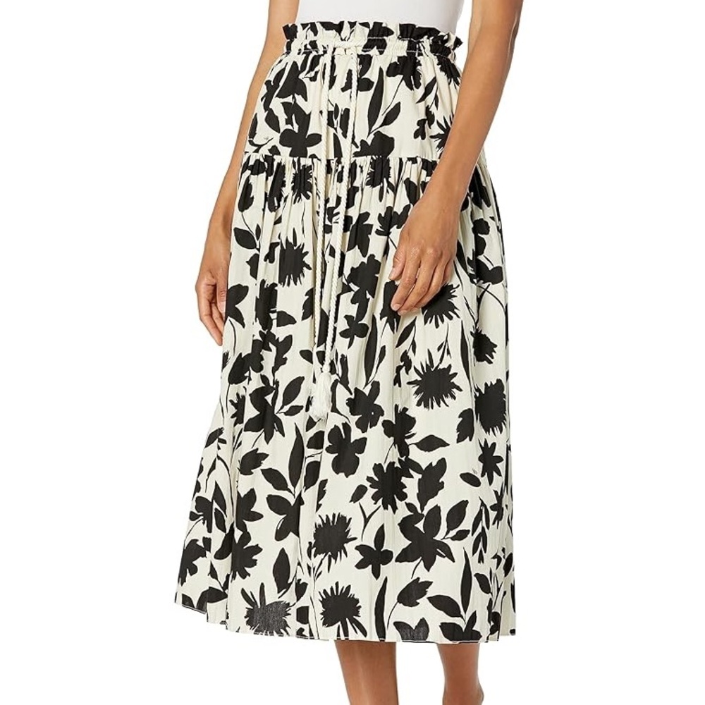 Moon River black and white floral midi skirt